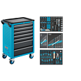 HAZET Dílenský vozík Asistent 176N-7 ∙ sortiment 176N-7/147 ∙ 147-dílný ∙ Zásuvky, nízké: 5× 81 x 522 x 348 mm ∙ Zásuvky, vysoké: 2× 166 x 522 x 348 mm