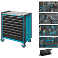 HAZET Dílenský vozík Asistent 179NXL ∙ sortiment 179NXL-8/317 ∙ 317-dílný ∙ Zásuvky, nízké: 7× 81 x 696 x 398 mm ∙ Zásuvky, vysoké: 1× 166 x 696 x 398 mm