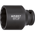 HAZET N&aacute;strčn&aacute; hlavice pro r&aacute;zov&yacute; a strojov&yacute; utahov&aacute;k 3047-36 ∙ 1/2 palce (12,5 mm) čtyřhran dut&yacute; ∙ Vněj&scaron;&iacute; dvojit&yacute; &scaron;estihran trakčn&iacute; profil ∙ Velikost 36 mm