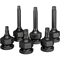 HAZET Sada nástrčných hlavic pro rázový, strojový utahovák 995S6/6 ∙ 1/2 palce (12,5 mm) čtyřhran dutý, 24 mm vnější šestihran ∙ Vnitřní profil TORX® ∙ 6-dílný ∙ T40 ∙ T45 ∙ T50