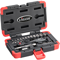 VIGOR Sada nástrčných klíčů ∙ V3734N ∙ 1/4 palce (6,3 mm) čtyřhran dutý ∙ Profil vnější šestihran, Vnitřní profil TORX®, Profil vnitřní šestihran, Křížový profil PH, Profil Pozidriv PZ, Plochý profil ∙ 23-dílný ∙ 4 – 13 ∙ Počet ks nářadí: 23