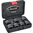 VIGOR R&aacute;zov&yacute; utahov&aacute;k (vnitřn&iacute; &scaron;estihran) sada n&aacute;strčn&yacute;ch hlavic ∙ V7212 ∙ 3/4 palce (20 mm) čtyřhran dut&yacute; ∙ Vnitřn&iacute; ozuben&yacute; profil XZN, Profil vnitřn&iacute; &scaron;estihran ∙ 7-d&iacute;ln&yacute; ∙ 14&nbsp;&ndash;&nbsp;21 &middot; M14&nbsp;&ndash;&nbsp;M18 ∙ Počet ks n&aacute;řad&iacute;: 7