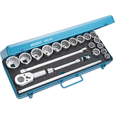 HAZET Sada nástrčných klíčů 1000AZ ∙ 3/4 palce (20 mm) čtyřhran dutý ∙ Profil vnější dvojitý šestihran ∙ 21-dílný ∙ <sup>7</sup>⁄<sub>8</sub> – 2″