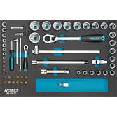 HAZET Sada nástrčných klíčů 163-118/57 ∙ 1/2 palce (12,5 mm) čtyřhran dutý, 1/4 palce (6,3 mm) čtyřhran dutý ∙ Profil vnitřní šestihran, Plochý profil, Křížový profil PH, Profil Pozidriv PZ, Trakční profil vnější šestihran ∙ 57-dílný ∙ 3 – 34 ∙ PH1 –