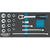 HAZET Sada nástrčných klíčů 163-181/17 ∙ 3/8 palce (10 mm) čtyřhran dutý ∙ Trakční profil vnější šestihran ∙ 17-dílný ∙ 10 – 22