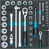 HAZET Sada nástrčných klíčů / šroubováků 163-224/57N ∙ 1/2 palce (12,5 mm) čtyřhran dutý, 1/4 palce (6,3 mm) čtyřhran dutý, 1/4 palce (6,3 mm) šestihran masivní ∙ Profil Pozidriv PZ, Křížový profil PH, Profil vnitřní šestihran, Plochý profil, Vnitřní