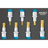 HAZET Sada nástrčných hlavic ∙ XZN 163-243/7 ∙ 1/2 palce (12,5 mm) čtyřhran dutý ∙ Vnitřní ozubený profil XZN ∙ 7-dílný ∙ M6 – M18