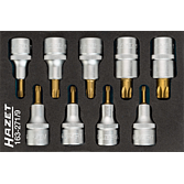 HAZET Sada nástrčných hlavic ∙ TORX® 163-271/9 ∙ 1/2 palce (12,5 mm) čtyřhran dutý ∙ Vnitřní profil TORX® ∙ 9-dílný ∙ T20 – T60