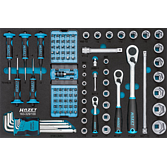 HAZET Sada nářadí 163-329/100 ∙ 1/4 palce (6,3 mm) čtyřhran dutý, 3/8 palce (10 mm) čtyřhran dutý, 1/2 palce (12,5 mm) čtyřhran dutý, 1/4 palce (6,3 mm) šestihran masivní ∙ Trakční profil vnější šestihran, Křížový profil PH, Profil Pozidriv PZ, Ploch