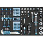 HAZET Sada nářadí 163-466/106 ∙ 1/4 palce (6,3 mm) čtyřhran dutý, 1/2 palce (12,5 mm) čtyřhran dutý, 1/4 palce (6,3 mm) šestihran masivní ∙ Trakční profil vnější šestihran, Profil vnitřní šestihran, Vnitřní profil TORX®, Profil Tamper Resistant TORX®