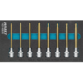 HAZET Sada nástrčných hlavic 163-468/8 ∙ 1/2 palce (12,5 mm) čtyřhran dutý ∙ Profil vnitřní šestihran, Vnitřní profil TORX® ∙ 8-dílný ∙ 5 ∙ 6 ∙ 8 ∙ 10 ∙ T30 ∙ T40 ∙ T45 ∙ T50
