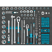 HAZET Sada nástrčných klíčů 163-513/122N ∙ 1/4 palce (6,3 mm) čtyřhran dutý, 3/8 palce (10 mm) čtyřhran dutý, 1/2 palce (12,5 mm) čtyřhran dutý, 1/4 palce (6,3 mm) šestihran masivní ∙ Trakční profil vnější šestihran, Vnější profil TORX®, Profil Tampe