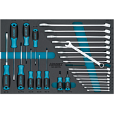 HAZET Sada nářadí ∙ očkoploché klíče ∙ šroubováky 163-58/27N ∙ Křížový profil PH, Plochý profil, Trakční profil vnější šestihran ∙ 27-dílný ∙ 6 – 24 ∙ PH1 – PH2