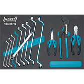 HAZET Sada nářadí ∙ oboustranné očkové klíče ∙ kleště 163-59/12 ∙ Profil vnější dvojitý šestihran ∙ 12-dílný ∙ 6 x 7 – 21 x 23