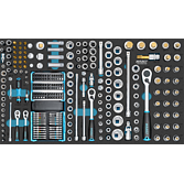 HAZET Sada nástrčných klíčů 163-606/259 ∙ 1/4 palce (6,3 mm) čtyřhran dutý, 3/8 palce (10 mm) čtyřhran dutý, 1/2 palce (12,5 mm) čtyřhran dutý, 1/4 palce (6,3 mm) šestihran masivní ∙ Profil Tamper Resistant TORX®, Vnitřní profil TORX®, Křížový profil