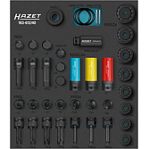 HAZET Sada nástrčných klíčů pro rázový ∙ strojový utahovák 163-612/40 ∙ 3/4 palce (20 mm) čtyřhran dutý, 1/2 palce (12,5 mm) čtyřhran dutý, 24 mm vnější šestihran ∙ Vnitřní ozubený profil XZN, Profil vnitřní šestihran, Trakční profil vnější šestihran