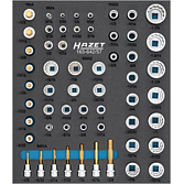 HAZET Sada nástrčných klíčů 163-642/57 ∙ 1/4 palce (6,3 mm) čtyřhran dutý, 3/8 palce (10 mm) čtyřhran dutý, 1/2 palce (12,5 mm) čtyřhran dutý ∙ Vnější dvojitý šestihran trakční profil, Profil vnitřní šestihran ∙ 57-dílný ∙ <sup>3</sup>⁄<sub>16</sub>″