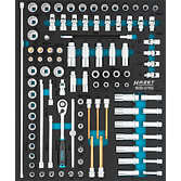 HAZET Sada nástrčných klíčů 163D-2/103 ∙ 3/8 palce (10 mm) čtyřhran dutý, 1/2 palce (12,5 mm) čtyřhran dutý ∙ Trakční profil vnější šestihran, Vnější profil TORX®, Profil vnitřní šestihran ∙ 103-dílný ∙ 3 – 22 ∙ E5 – E14