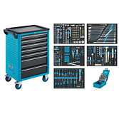 HAZET Dílenský vozík Asistent 176N-7 ∙ sortiment 176N-7/292 ∙ 292-dílný ∙ Zásuvky, nízké: 5× 81 x 522 x 348 mm ∙ Zásuvky, vysoké: 2× 166 x 522 x 348 mm
