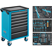 HAZET Dílenský vozík Asistent 176N-7 ∙ sortiment 176N-7/193 ∙ 193-dílný ∙ Zásuvky, nízké: 5× 81 x 522 x 348 mm ∙ Zásuvky, vysoké: 2× 166 x 522 x 348 mm