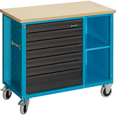 HAZET Pracovní stůl ∙ pojízdný Asistent 177W ∙ jednotlivý 177W-7 ∙ d x š x v: 1040 mm x 520 mm x 934 mm ∙ Zásuvky, nízké: 6 x 79 x 527 x 348 mm ∙ Zásuvky, vysoké: 1 x 164 x 527 x 348 mm