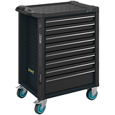 HAZET Dílenský vozík Asistent 179N ∙ jednotlivý 179N-8-RAL7021 ∙ d x š x v: 785 mm x 518 mm x 1020 mm ∙ Zásuvky, nízké: 7× 81 x 522 x 398 mm ∙ Zásuvky, vysoké: 1× 166 x 522 x 398 mm