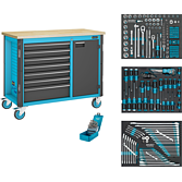 HAZET Pracovn&iacute; stůl ∙ poj&iacute;zdn&yacute; Asistent 179NW ∙ sortiment 179NW-7/234 ∙ 234-d&iacute;ln&yacute; ∙ Z&aacute;suvky, n&iacute;zk&eacute;: 6&thinsp;x 81&thinsp;x&thinsp;522&thinsp;x&thinsp;398 mm ∙ Z&aacute;suvky, vysok&eacute;: 1&thinsp;x 166&thinsp;x&thinsp;522&thinsp;x&thinsp;398 mm