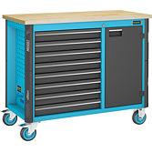 HAZET Pracovní stůl ∙ pojízdný Asistent 179NW ∙ jednotlivý 179NW-8 ∙ d x š x v: 1150 mm x 600 mm x 964 mm ∙ Zásuvky, nízké: 8 x 81 x 522 x 398 mm