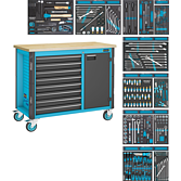 HAZET Pracovní stůl ∙ pojízdný Asistent 179NW ∙ sortiment 179NW-8/244 ∙ 244-dílný ∙ Zásuvky, nízké: 8 x 81 x 522 x 398 mm