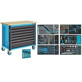 HAZET Poj&iacute;zdn&yacute; pracovn&iacute; stůl Asistent 179NWL-7/513 ∙ 513-d&iacute;ln&yacute; ∙ Z&aacute;suvky, n&iacute;zk&eacute;: 6&thinsp;x 81&thinsp;x&thinsp;870&thinsp;x&thinsp;398 mm ∙ Z&aacute;suvky, vysok&eacute;: 1&thinsp;x 166&thinsp;x&thinsp;870&thinsp;x&thinsp;398 mm