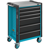 HAZET Dílenský vozík Asistent 179NX ∙ jednotlivý 179NX-6 ∙ d x š x v: 785 mm x 518 mm x 1020 mm ∙ Zásuvky, nízké: 3× 81 x 522 x 398 mm ∙ Zásuvky, vysoké: 3× 166 x 522 x 398 mm