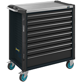 HAZET Dílenský vozík Asistent 179NXL ∙ jednotlivý 179NXL-8-VW ∙ d x š x v: 959 mm x 518 mm x 1020 mm ∙ Zásuvky, nízké: 7× 81 x 696 x 398 mm ∙ Zásuvky, vysoké: 1× 166 x 696 x 398 mm