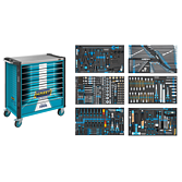 HAZET Dílenský vozík Asistent 179NXL-8S1/515 ∙ 515-dílný ∙ Zásuvky, nízké: 7× 81 x 696 x 398 mm ∙ Zásuvky, vysoké: 1× 166 x 696 x 398 mm