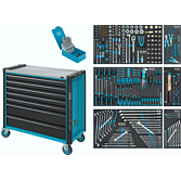 HAZET Dílenský vozík Asistent 179NXXL ∙ sortiment 179NXXL-7/340 ∙ 340-dílný ∙ Zásuvky, nízké: 5× 81 x 870 x 398 mm ∙ Zásuvky, vysoké: 2× 166 x 870 x 398 mm