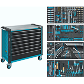 HAZET Dílenský vozík Asistent 179NXXL ∙ sortiment 179NXXL-8/378 ∙ 378-dílný ∙ Zásuvky, nízké: 7× 81 x 870 x 398 mm ∙ Zásuvky, vysoké: 1× 166 x 870 x 398 mm