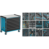 HAZET Dílenský vozík Asistent 179NXXLD ∙ sortiment 179NXXL-8D/619 ∙ 619-dílný ∙ Zásuvky, nízké: 7× 81 x 870 x 522 mm ∙ Zásuvky, vysoké: 1× 166 x 870 x 522 mm