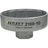 HAZET Klíč na olejové filtry 2169-10 ∙ 3/8 palce (10 mm) čtyřhran dutý ∙ Profil vnější 14hran ∙ Velikost 74 mm