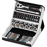 HAZET Sada n&aacute;strčn&yacute;ch kl&iacute;čů SmartCase 2200SC-2-PD ∙ 1/4 palce (6,3 mm) &scaron;estihran masivn&iacute;, 1/4 palce (6,3 mm) čtyřhran dut&yacute; ∙ Vněj&scaron;&iacute; dvojit&yacute; &scaron;estihran trakčn&iacute; profil, Ploch&yacute; profil, Kř&iacute;žov&yacute; profil PH, Profil Pozidriv PZ, Profil vnitřn&iacute; &scaron;estihran, Vnit