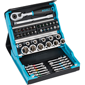 HAZET Sada nástrčných klíčů SmartCase 2200SC-2 ∙ 1/4 palce (6,3 mm) šestihran masivní, 1/4 palce (6,3 mm) čtyřhran dutý ∙ Vnější dvojitý šestihran trakční profil, Plochý profil, Křížový profil PH, Profil Pozidriv PZ, Profil vnitřní šestihran, Vnitřní