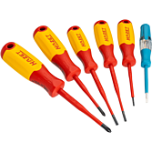 HAZET Sada vysokovoltových elektrikářských šroubováků ∙ s ochrannou izolací 811KV/6 ∙ Plochý profil, Křížový profil PH ∙ 6-dílný ∙ 0,4 x 2,5 – 0,8 x 4 mm ∙ PH1 ∙ PH2