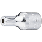 HAZET Nástrčná hlavice 850-3 ∙ 1/4 palce (6,3 mm) čtyřhran dutý ∙ Trakční profil vnější šestihran ∙ Velikost 3 mm