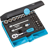 HAZET Sada nástrčných klíčů 853-2 ∙ 1/4 palce (6,3 mm) čtyřhran dutý ∙ Trakční profil vnější šestihran, Křížový profil PH, Profil Pozidriv PZ, Plochý profil, Profil Tamper Resistant TORX® ∙ 35-dílný ∙ 3 – 14 ∙ PH1 – PH3 ∙ PZ1 – PZ3 ∙ T10H – T40H