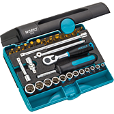 HAZET Sada nástrčných klíčů 854 ∙ 1/4 palce (6,3 mm) čtyřhran dutý ∙ Trakční profil vnější šestihran, Profil vnitřní šestihran, Křížový profil PH, Profil Pozidriv PZ, Plochý profil ∙ 30-dílný ∙ 3 – 14 ∙ PH1 – PH2 ∙ PZ1 – PZ2