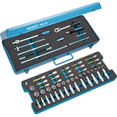 HAZET Sada nástrčných klíčů 888ZN ∙ 3/8 palce (10 mm) čtyřhran dutý ∙ Trakční profil vnější šestihran, Vnější dvojitý šestihran trakční profil, Profil vnitřní šestihran, Křížový profil PH, Plochý profil ∙ 58-dílný ∙ 3 – 22 ∙ PH2 – PH4