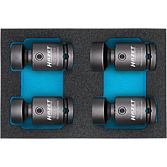 HAZET Sada nástrčných klíčů pro rázový, strojový utahovák ∙ kloub 900SG-1721/4 ∙ 1/2 palce (12,5 mm) čtyřhran dutý ∙ Trakční profil vnější šestihran ∙ 4-dílný ∙ 17 – 21