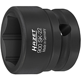 HAZET Nástrčná hlavice pro rázový a strojový utahovák 900SK-22 ∙ 1/2 palce (12,5 mm) čtyřhran dutý ∙ Trakční profil vnější šestihran ∙ Velikost 22 mm