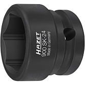 HAZET Nástrčná hlavice pro rázový a strojový utahovák 900SK-24 ∙ 1/2 palce (12,5 mm) čtyřhran dutý ∙ Trakční profil vnější šestihran ∙ Velikost 24 mm