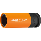 HAZET Nástrčná hlavice pro rázový, strojový utahovák ∙ zvláštní profil 905SLG-21 ∙ 1/2 palce (12,5 mm) čtyřhran dutý ∙ Speciální profil hybrid na šrouby kol ∙ Velikost 21 mm