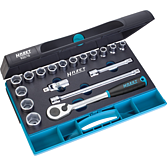 HAZET Sada nástrčných klíčů 932/18 ∙ 1/2 palce (12,5 mm) čtyřhran dutý ∙ Trakční profil vnější šestihran ∙ 18-dílný ∙ 10 – 27