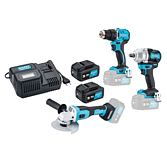 HAZET Aku vrtačka ∙ 1/2" Aku rázový utahovák ∙ sada Aku úhlové brusky ∙ 18 voltů 9500P-1/6 ∙ 6-dílný